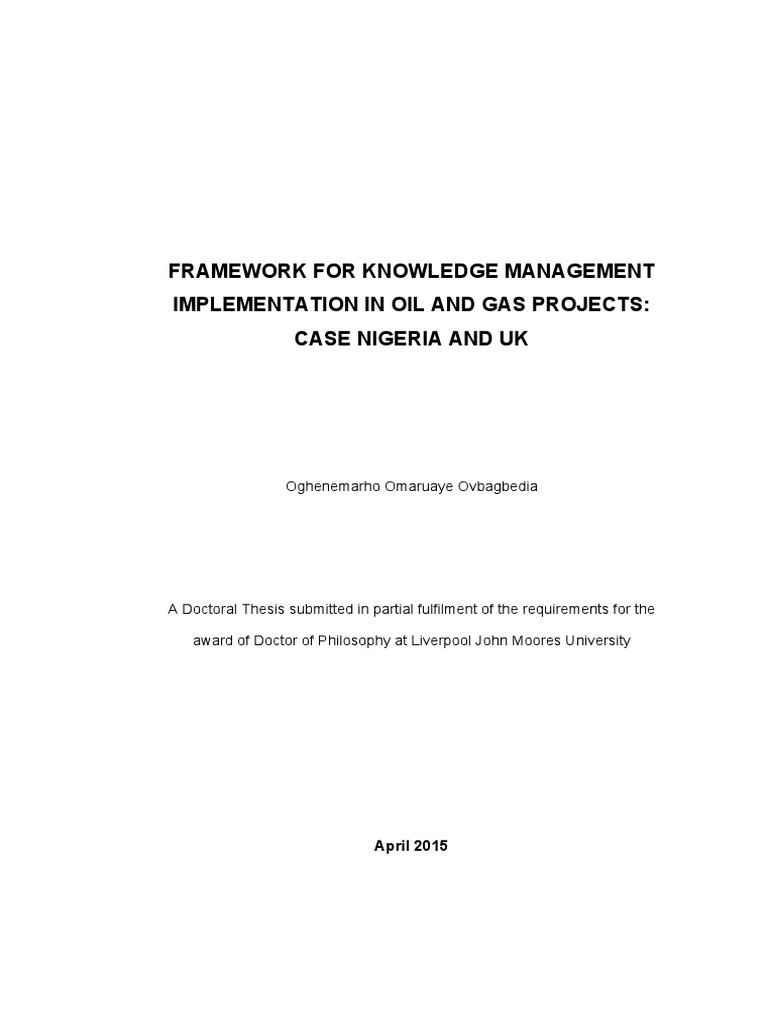 Framework For Knowledge Management Implementation in Oil and Gas ...
