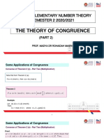 Sma3043 Elementary Number Theory SEMESTER 2 2020/2021: The Theory of Congruence