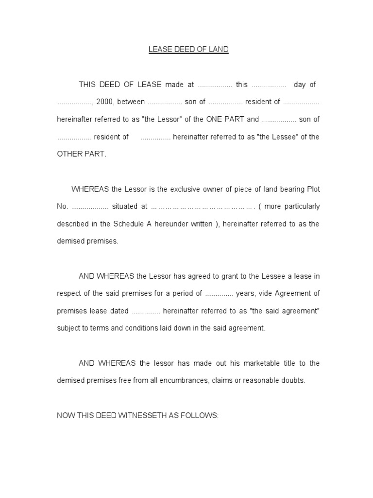 Lease Deed of Land | PDF | Lease | Environmental Law