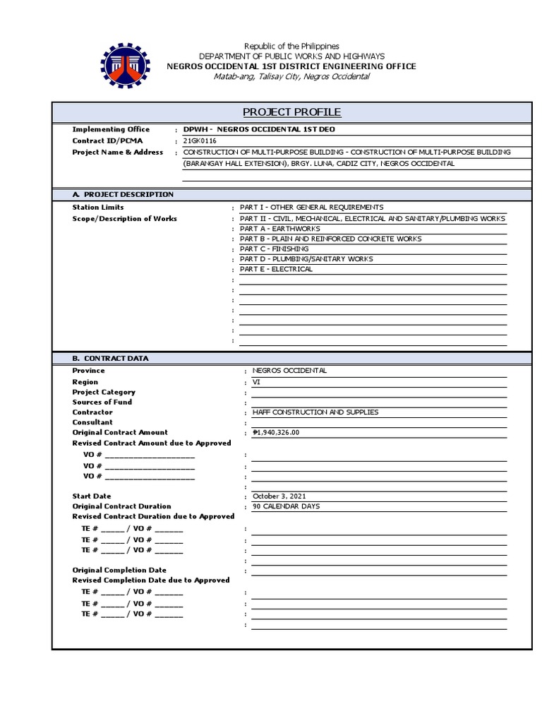 21GK0116 - Project Profile | PDF | Economic Sectors | Engineering