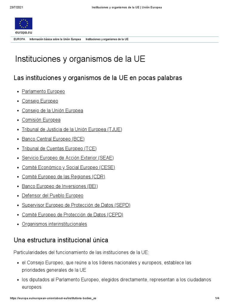 Instituciones y organismos de la UE _ Unión Europea | PDF | Unión ...