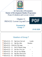PRINCE2: Lesson Log and Lessons Report: Meikhtila University of Economics Master of Development Studies Programme