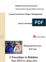Lesson Learned On Project Management: Meikhtila University of Economics