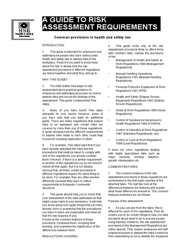 HASAWA Risk Assessment Guide | PDF | Personal Protective Equipment | Risk
