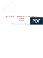 Central College Bandarawela: Write The Note and Answer The Questions