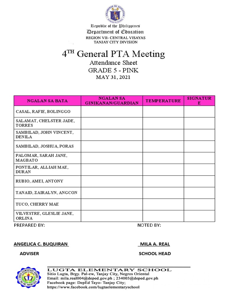 GPTA Attendance Sheet | PDF