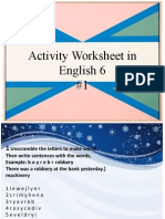 Activity Worksheet in English 6 #1