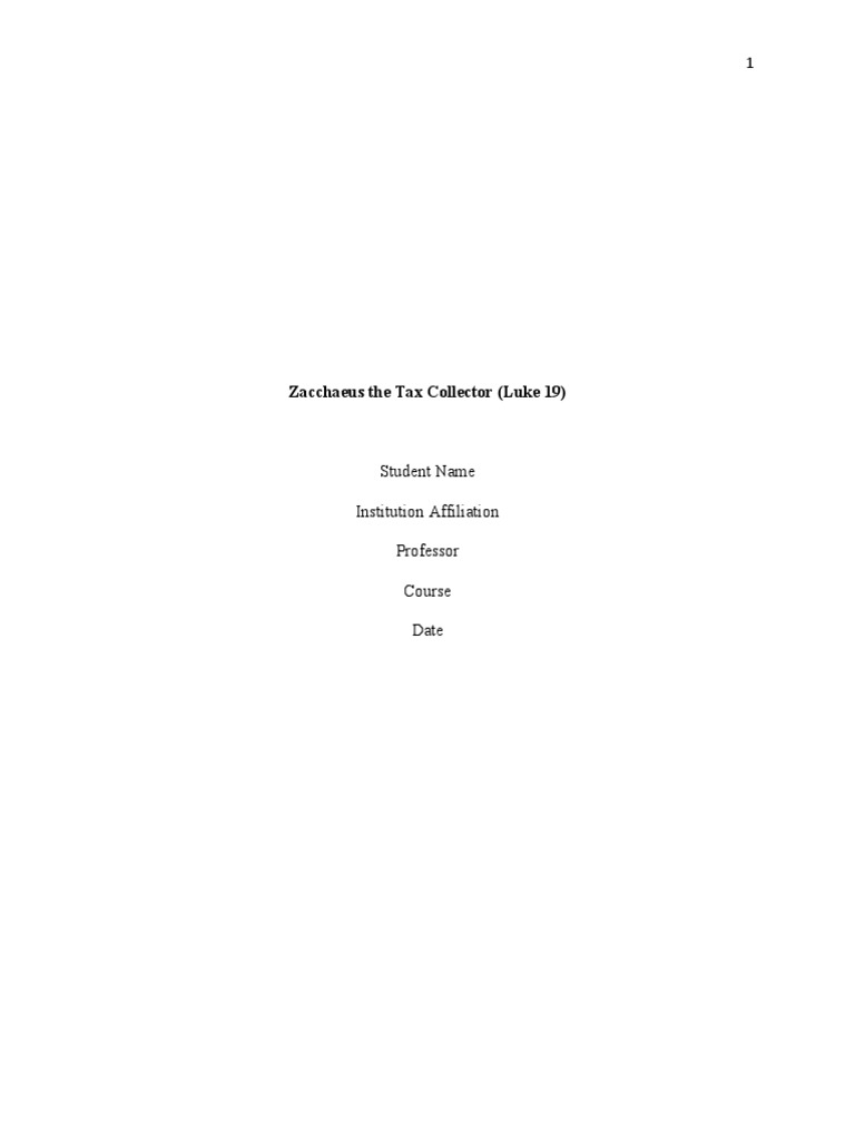 Zacchaeus The Tax Collector - Edited | PDF | Gospel Of Luke | Jesus