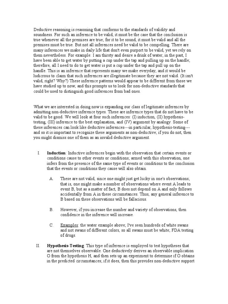 Deductive Reasoning Is Reasoning That Conforms To The Standards of ...