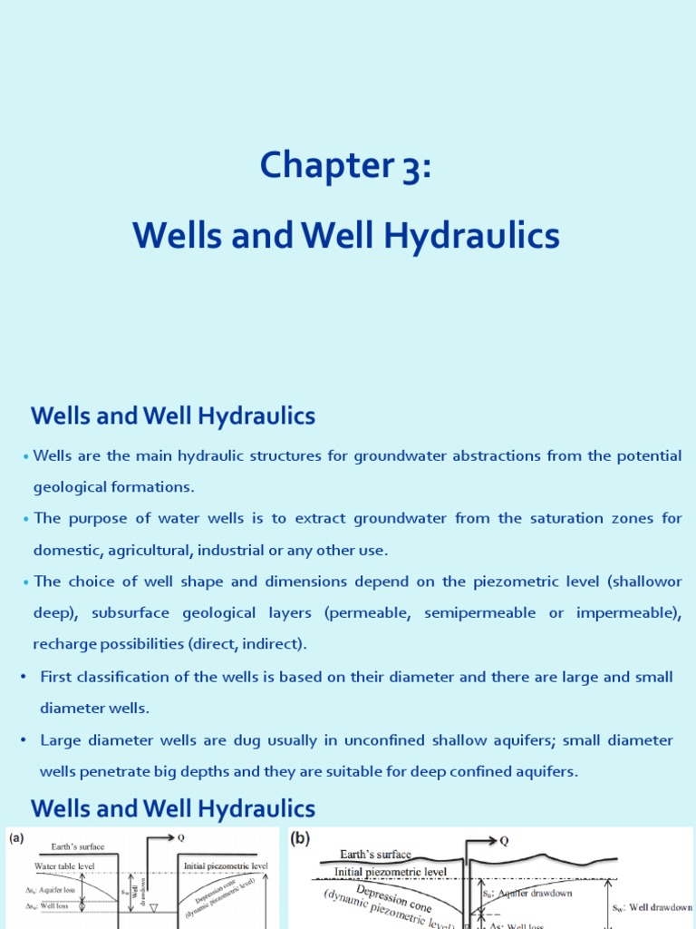 Chapter 3. Wells and Well Hydraulics (HWRE 6034) PDF Aquifer