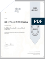 Course Certificate Earned in Speak English Professionally