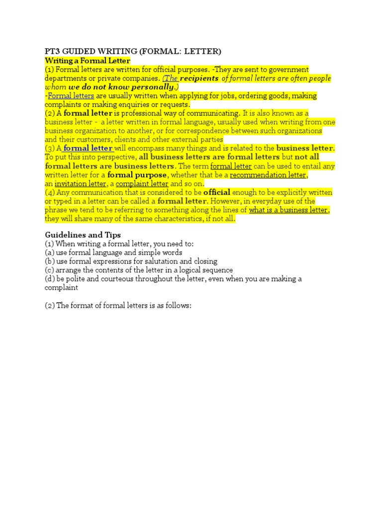 Guided Writing - Formal | PDF