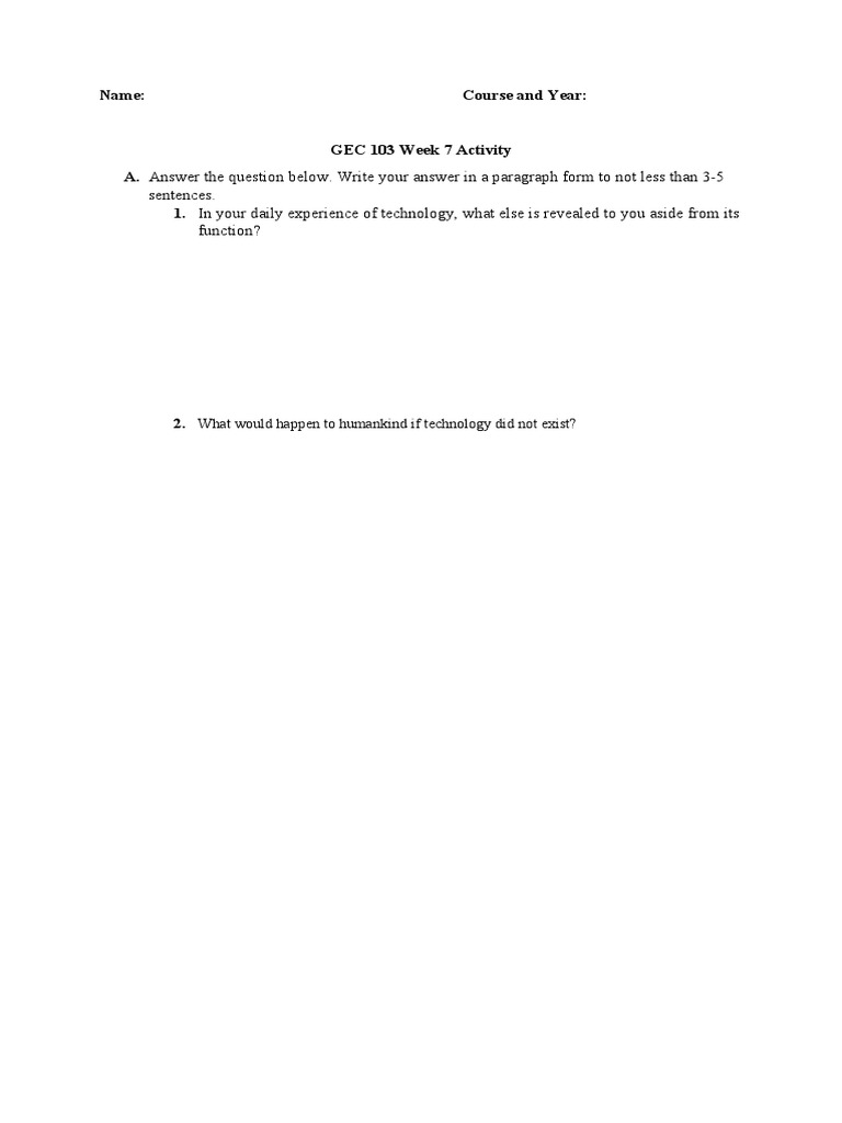 GEC103 WEEK 7 Activity and Home Study | PDF