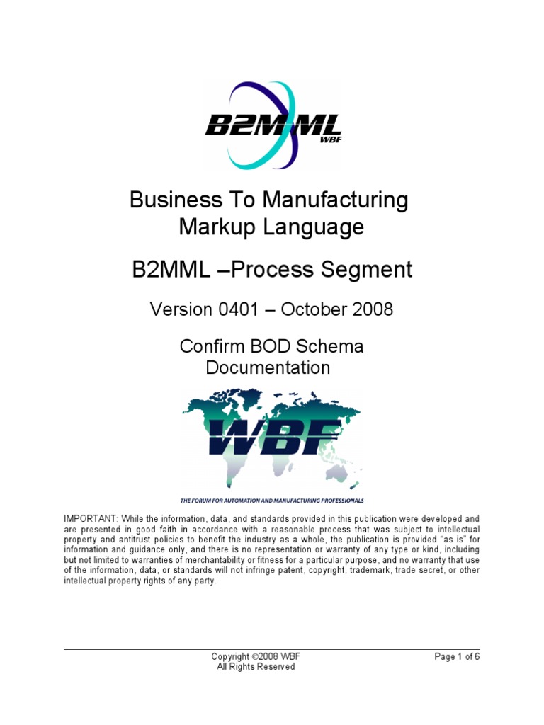 B2MML V0401 ConfirmBOD | PDF | Xml Schema | Copyright
