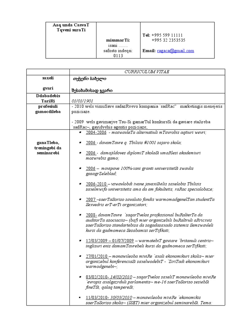 CV Saxeli Gvari GEO | Descargar gratis PDF | Computing And Information ...