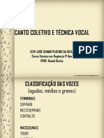 Técnicas de canto coletivo e vocal