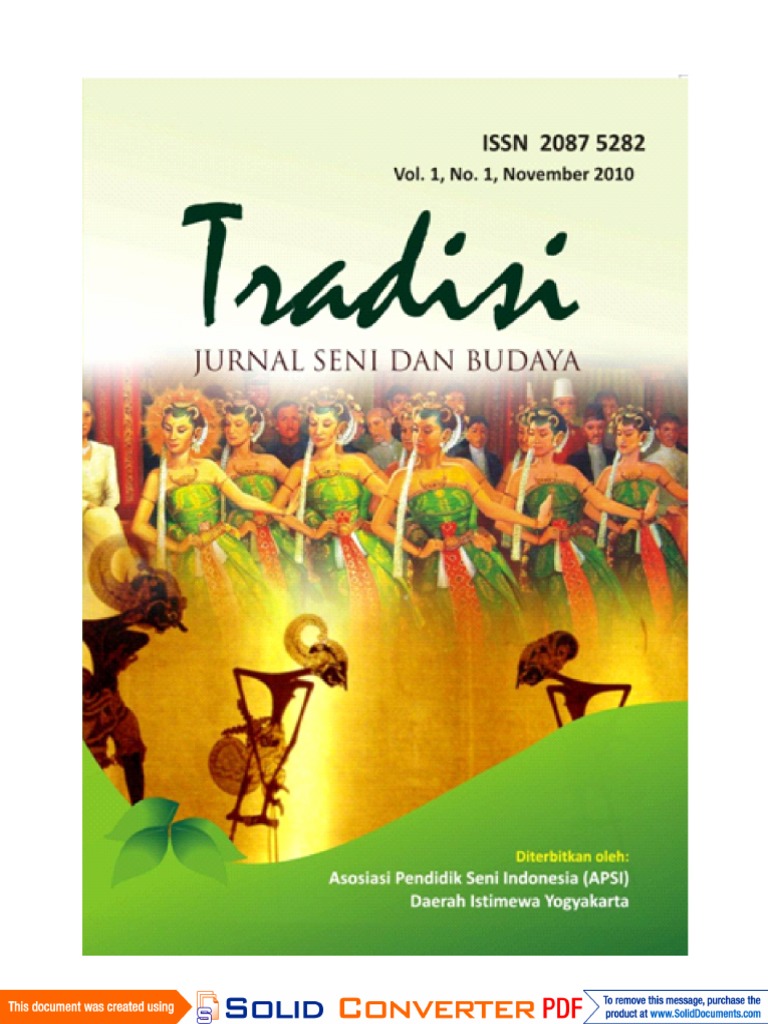 Tradisi (Jurnal Seni Dan Budaya) (Vol. 1, No. 1, November 2010) | PDF