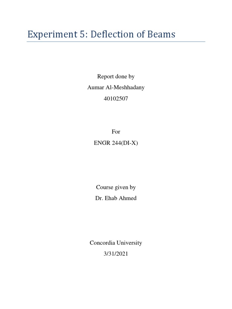 Engineering Beam Deflection Report | PDF | Beam (Structure) | Young's ...