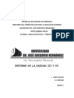 INFORME UNIDAD III y UNIDAD IV ZOBEIDA (LEGISLACION FISCAL Y TRIBUTARIA) ANAIS CHACIN