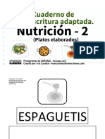 Cuaderno Lectoescritura Adaptada - Nutricion 2 - Platos Elaborados