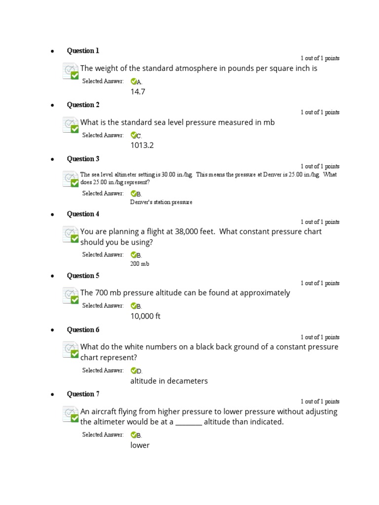 Quiz 3 PDF Altitude Altimeter