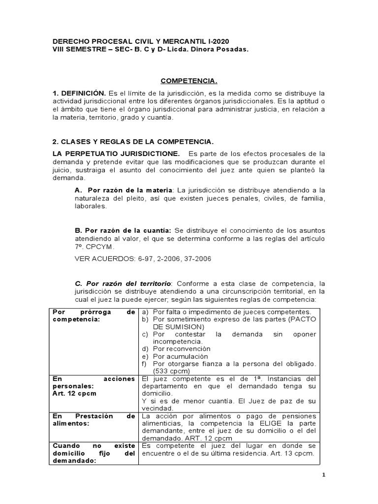 Competencia en Derecho Procesal Civil | PDF | Competencia (ley ...