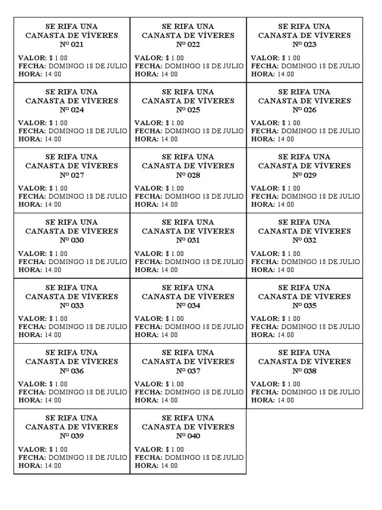 Rifa Canasta | PDF
