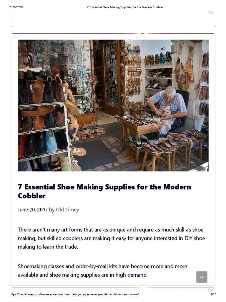 7 Essential Shoe Making Supplies For The Modern Cobbler PDF Shoe