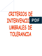 Criterios de Umbrales de Tolerancia