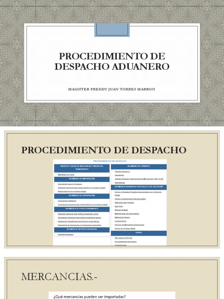 5.1.-Procedimiento de Despacho Aduanero | PDF | aduana | Arancel