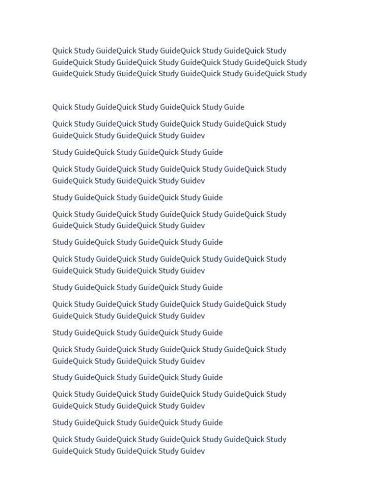 Comprehensive Quick Study Guide | PDF