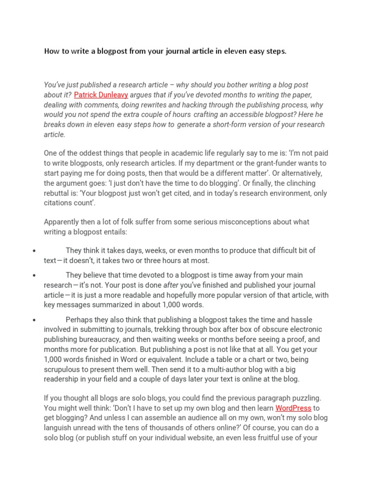11 Steps to Transform Research into Blogs | PDF | Academic Publishing ...
