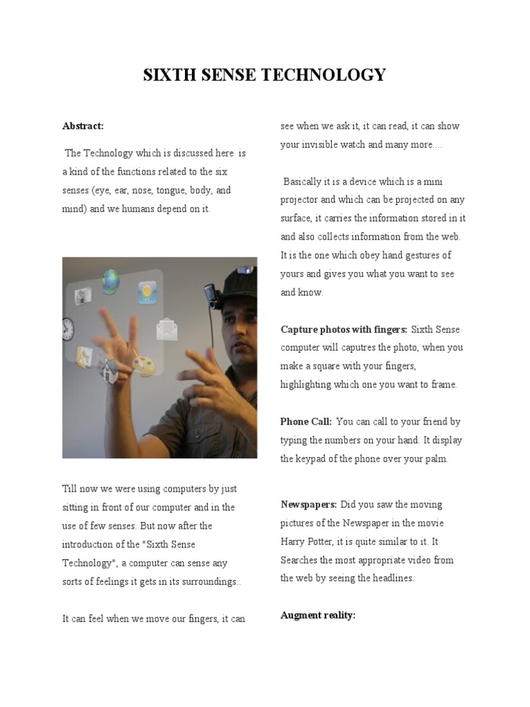 Sixth Sense Technology Overview | PDF | Augmented Reality | Cyberspace