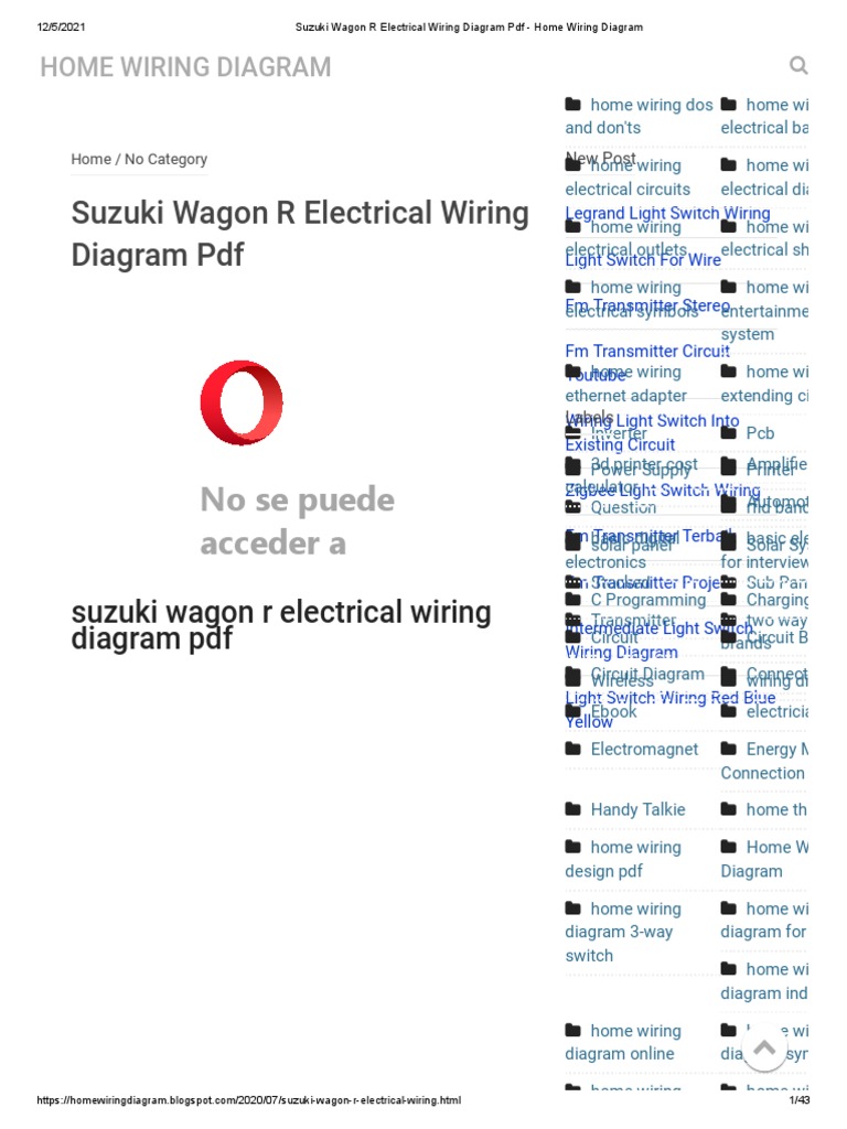 Suzuki Wagon R Wiring Diagram PDF | PDF | Switch | Electronics