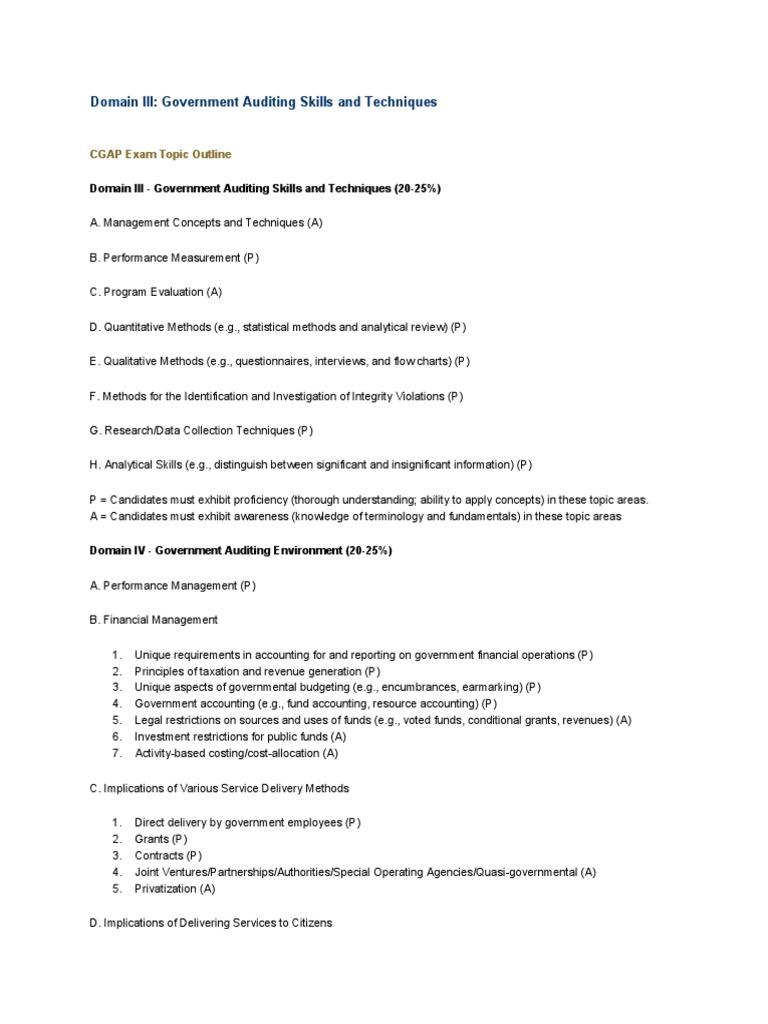 Government Auditing Skills Overview | PDF | Service Industries ...