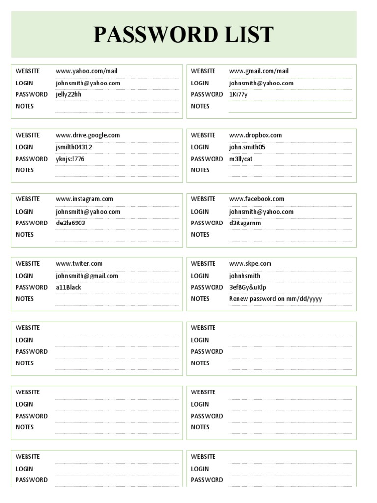 Password List PDF Password List PDF