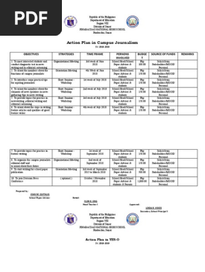 Action Plan in Campus Journalism