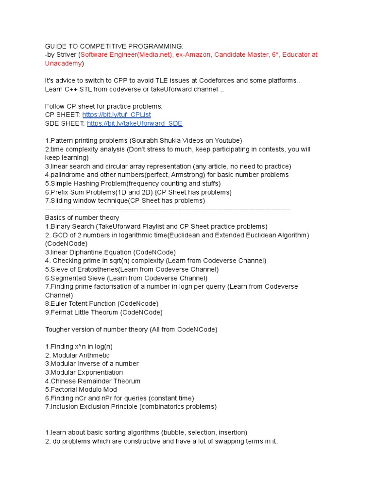 Guide To Competitive Programming | PDF