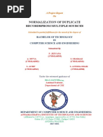 Normalization of Duplicate Recordsfrom Multiple Sources: Bachelor of Technology IN Computer Science and Engineering