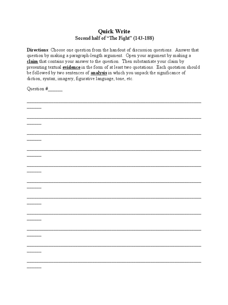 Quick Write and Discussion Questions Kindred Charry PDF