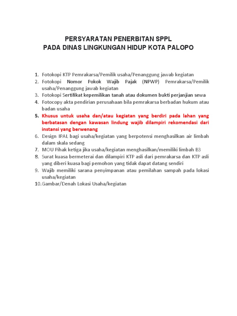 Persyaratan Penerbitan SPPL Palopo | PDF | Komputer | Teknologi & Rekayasa