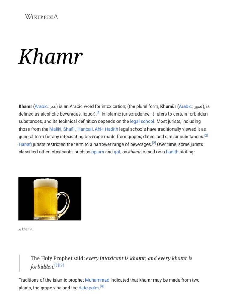 Khamr - Wikipedia | PDF | Islamic Fundamentalism | Theocracy