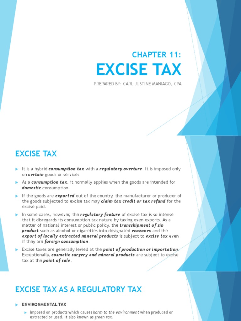 Lecture Chapter 11 Excise Tax | PDF | Excise | Taxation