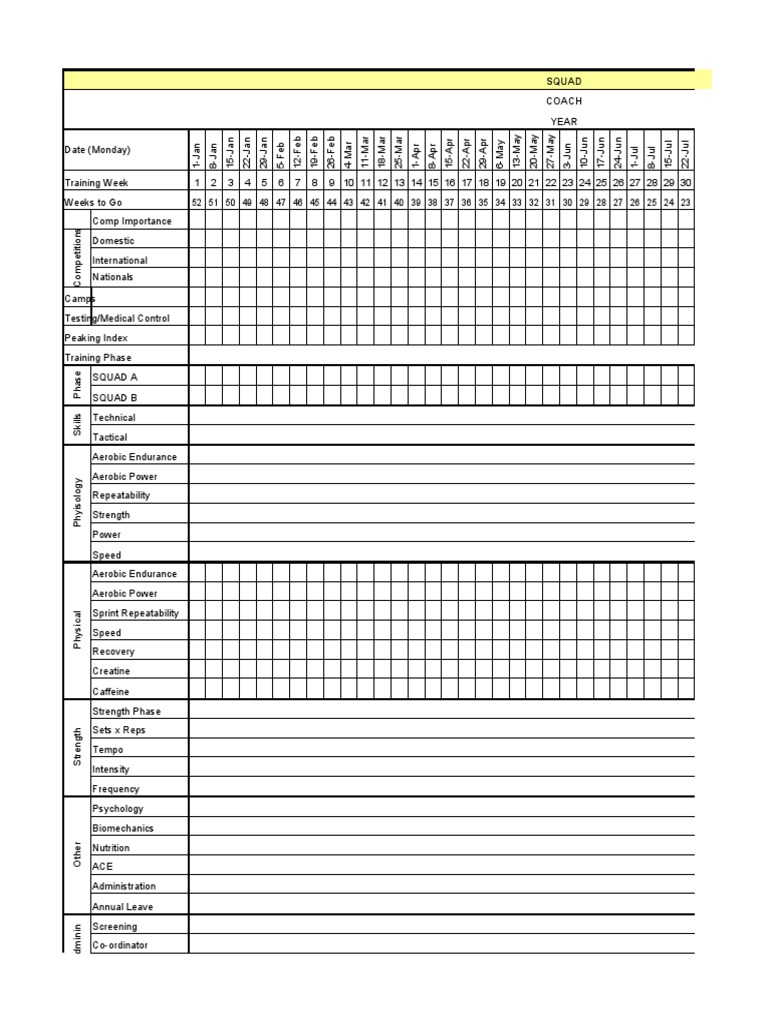 Periodization Template for Training | PDF | Sports Science | Management ...