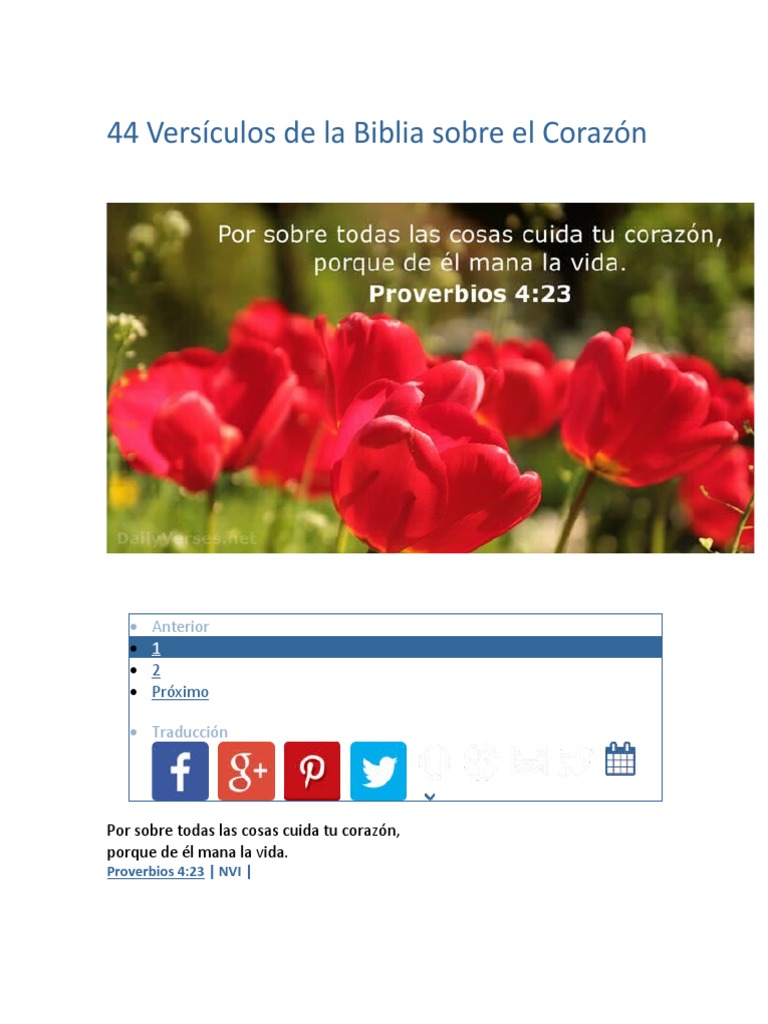 44 Versículos Bíblicos sobre el Corazón PDF Salmos Libro de