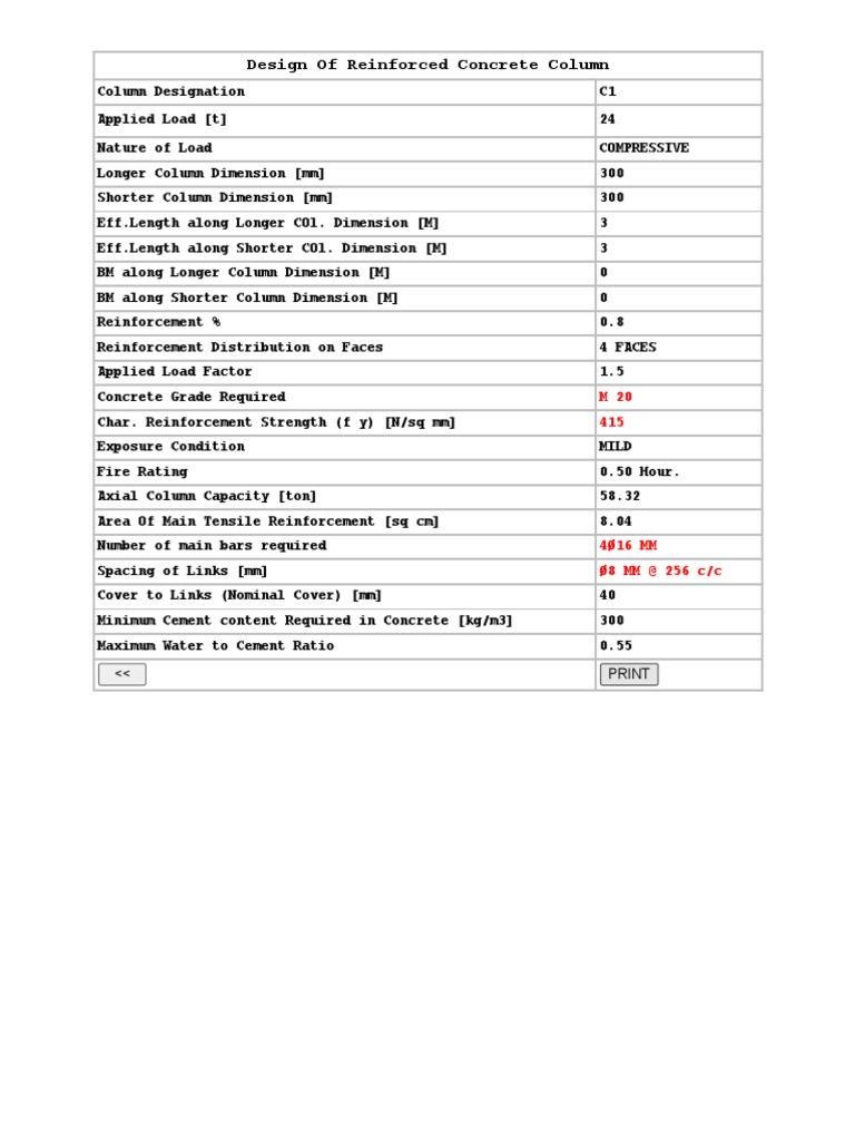 Reinforced Concrete Column Design | PDF