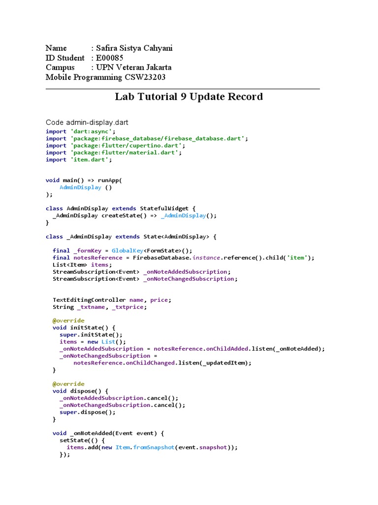 Flutter Admin Record Update Tutorial | PDF | Computer Programming ...