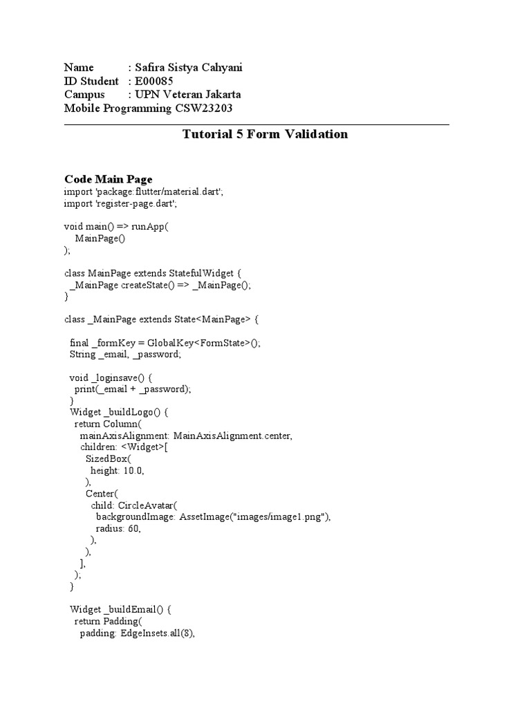 Flutter Form Validation Tutorial | PDF | Computer Science | Software ...
