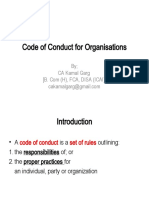 Code of Conduct For Organisations: by CA Kamal Garg (B. Com (H), FCA, DISA (ICAI) )