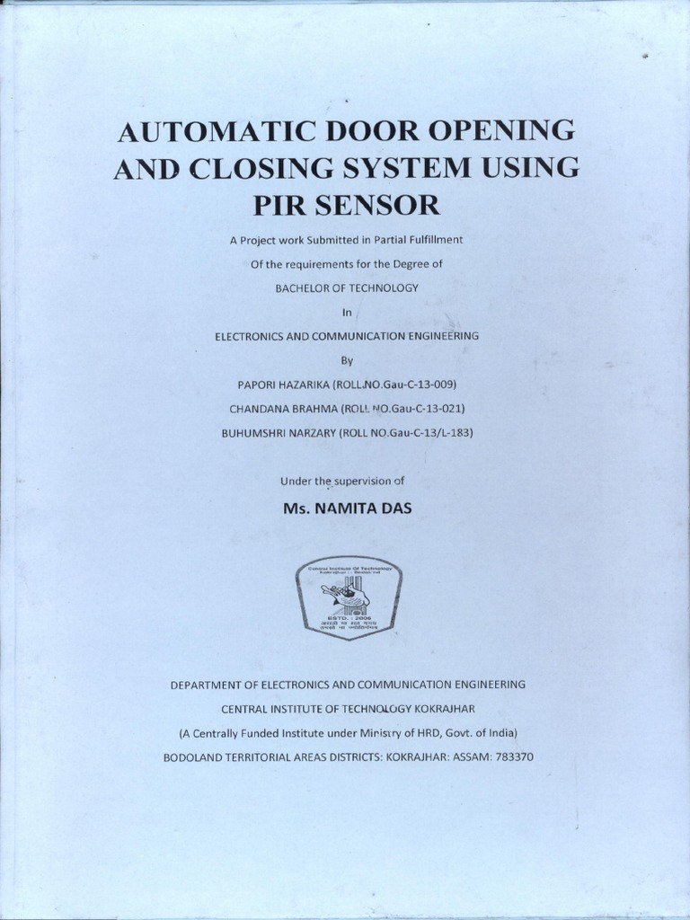 Automatic Door Opening Closing System Using PIR Sensor | PDF ...